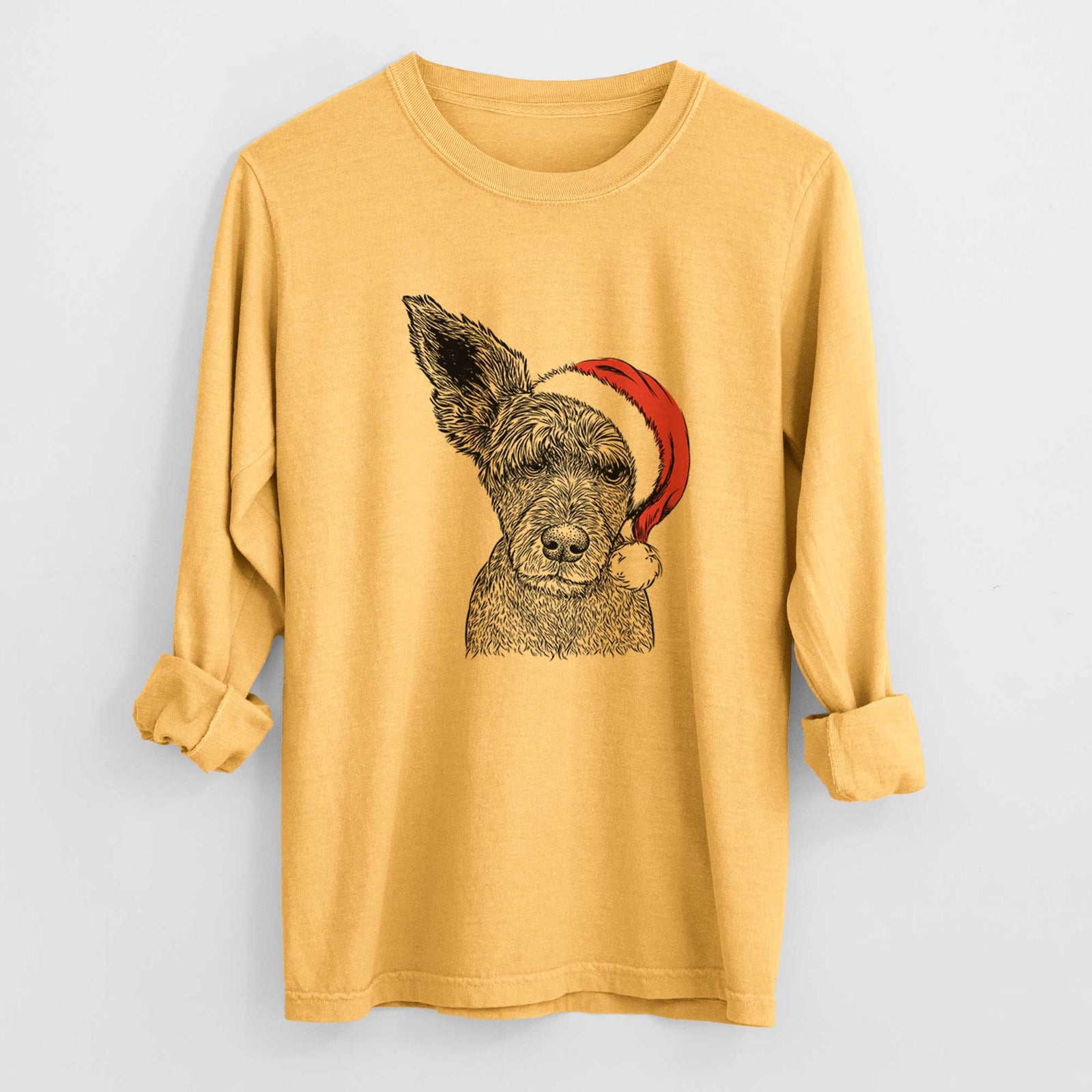 Santa Boodles the Schnauzer Mix - Heavyweight 100% Cotton Long Sleeve