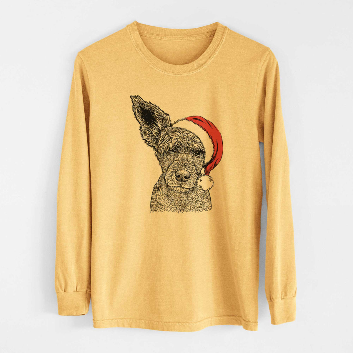 Santa Boodles the Schnauzer Mix - Heavyweight 100% Cotton Long Sleeve