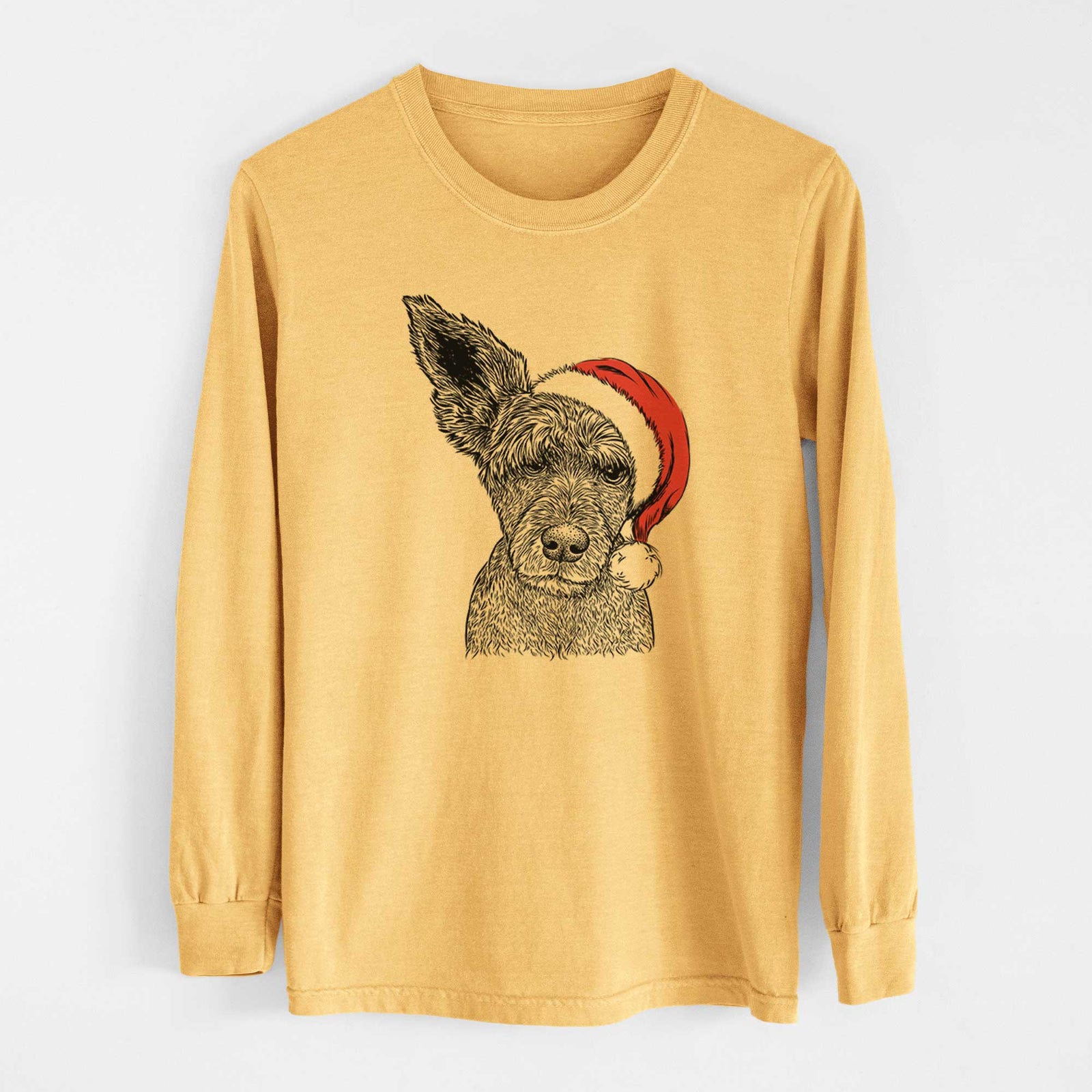 Santa Boodles the Schnauzer Mix - Heavyweight 100% Cotton Long Sleeve