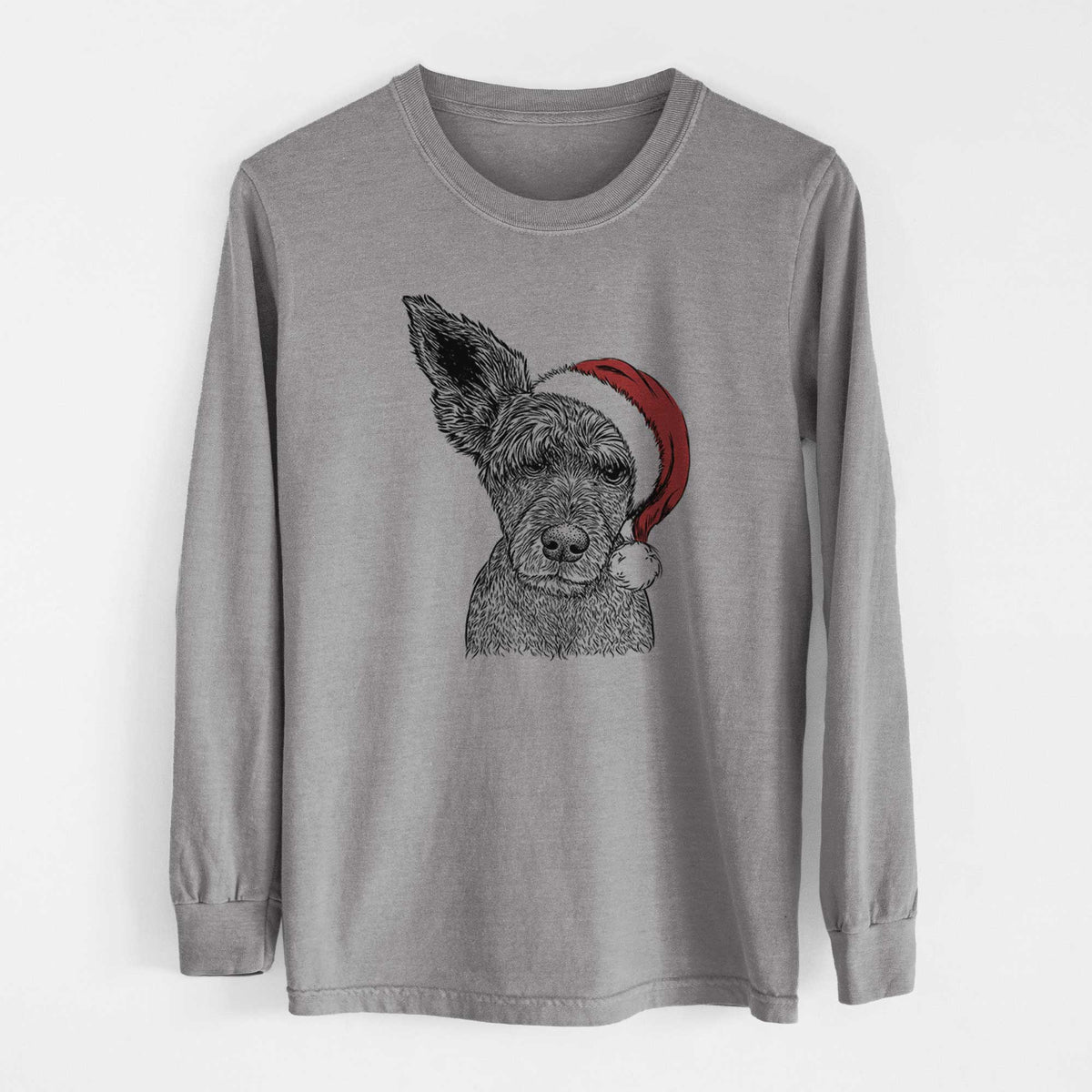 Santa Boodles the Schnauzer Mix - Heavyweight 100% Cotton Long Sleeve