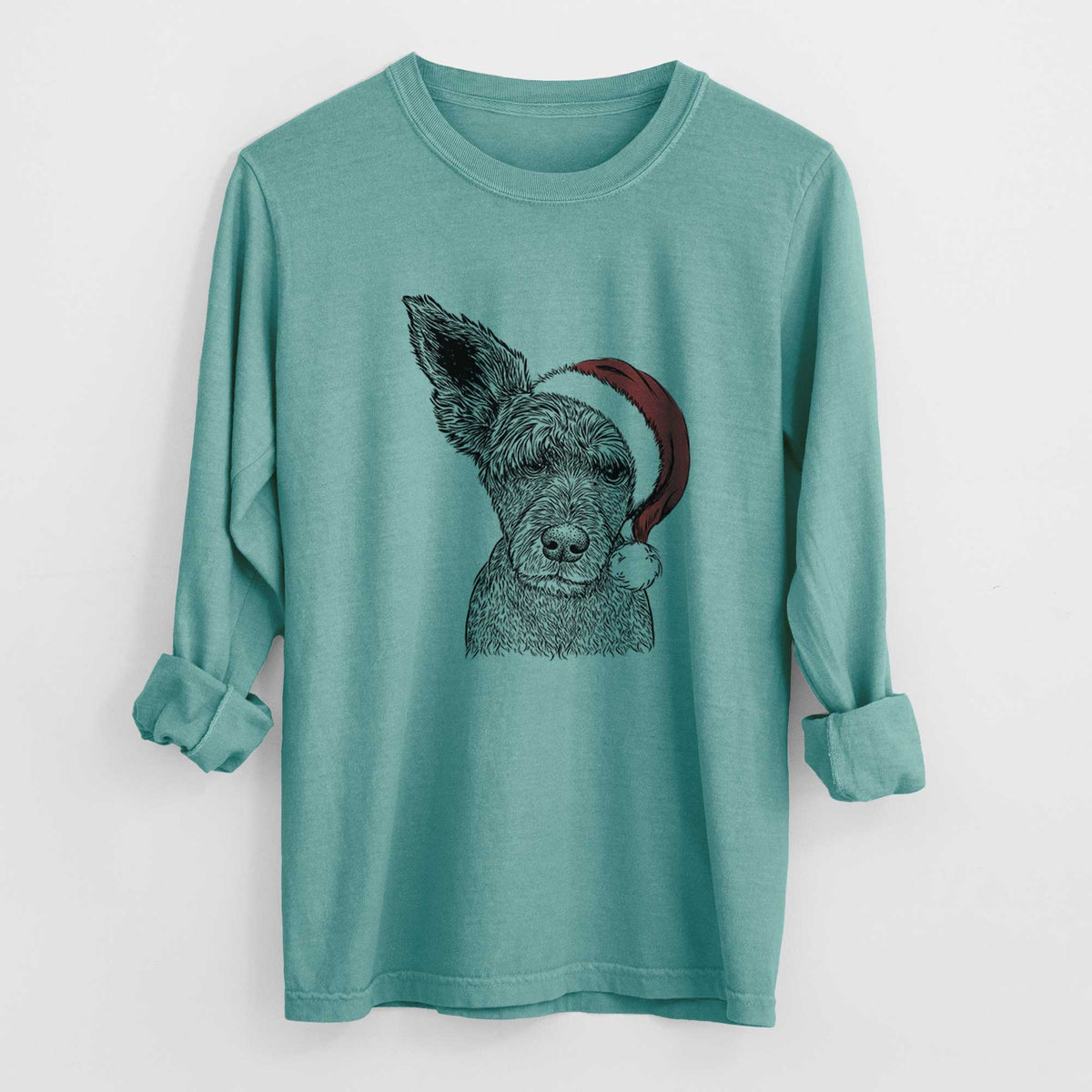 Santa Boodles the Schnauzer Mix - Heavyweight 100% Cotton Long Sleeve
