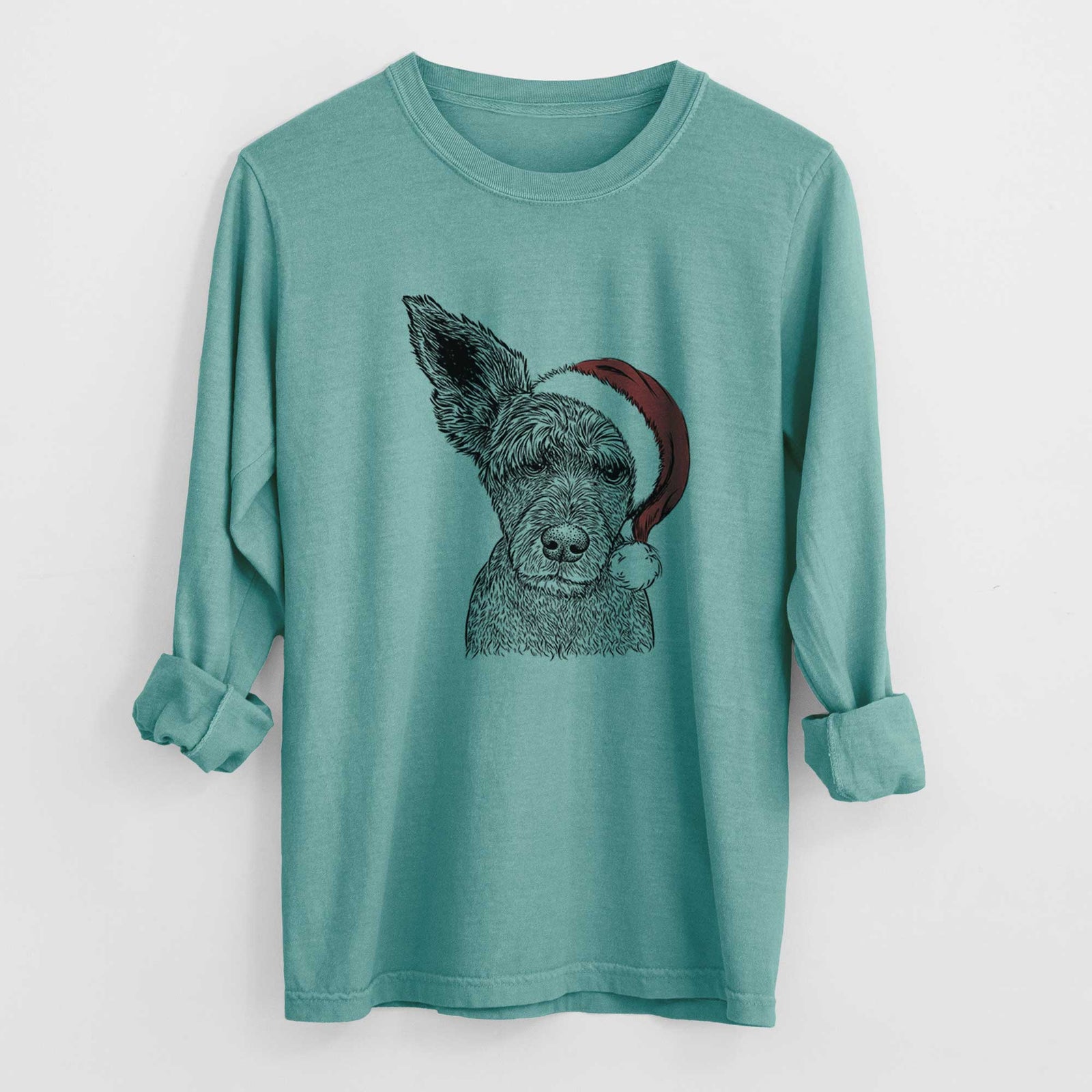 Santa Boodles the Schnauzer Mix - Heavyweight 100% Cotton Long Sleeve