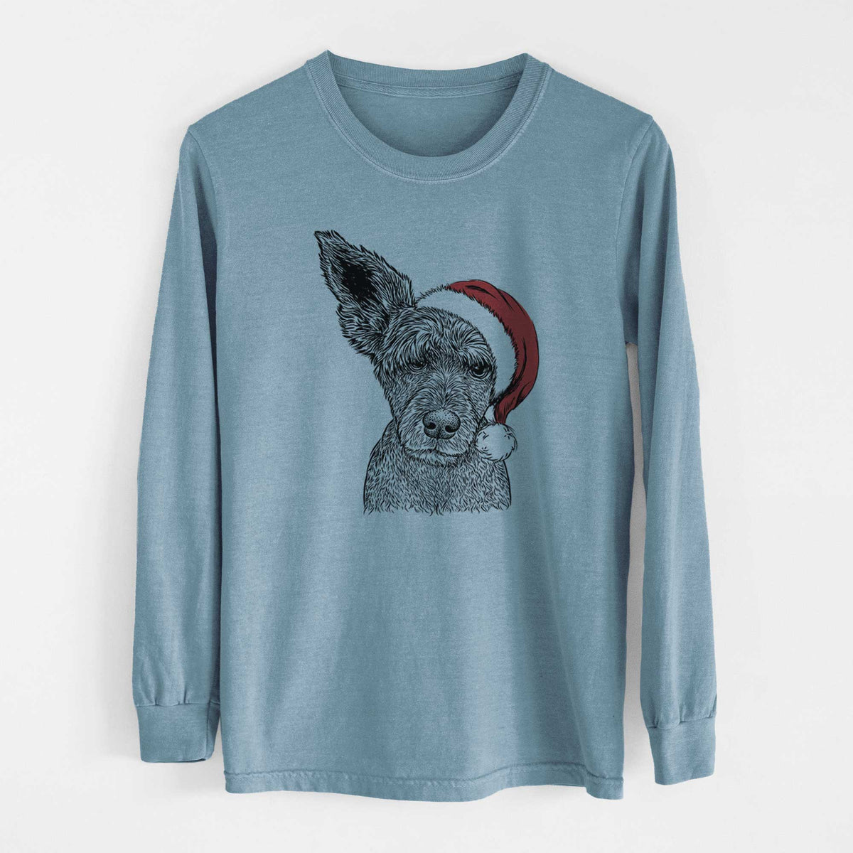 Santa Boodles the Schnauzer Mix - Heavyweight 100% Cotton Long Sleeve