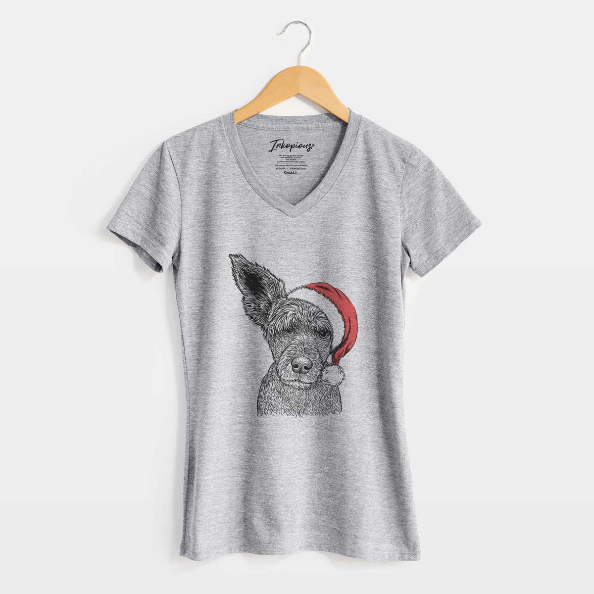 Santa Boodles the Schnauzer Mix - Women's V-neck Shirt