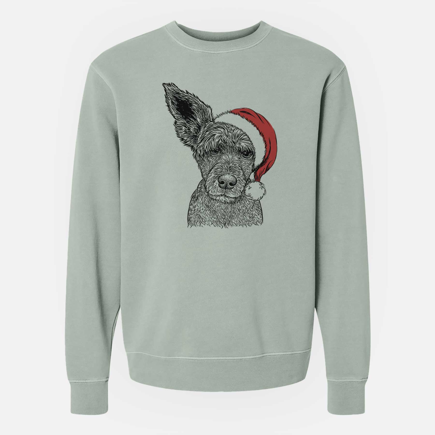Santa Boodles the Schnauzer Mix - Unisex Pigment Dyed Crew Sweatshirt