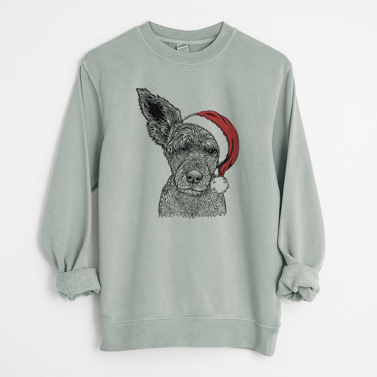 Santa Boodles the Schnauzer Mix - Unisex Pigment Dyed Crew Sweatshirt