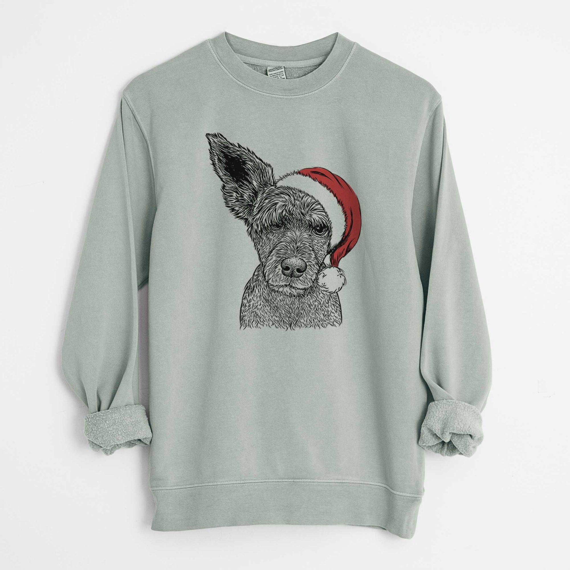 Santa Boodles the Schnauzer Mix - Unisex Pigment Dyed Crew Sweatshirt