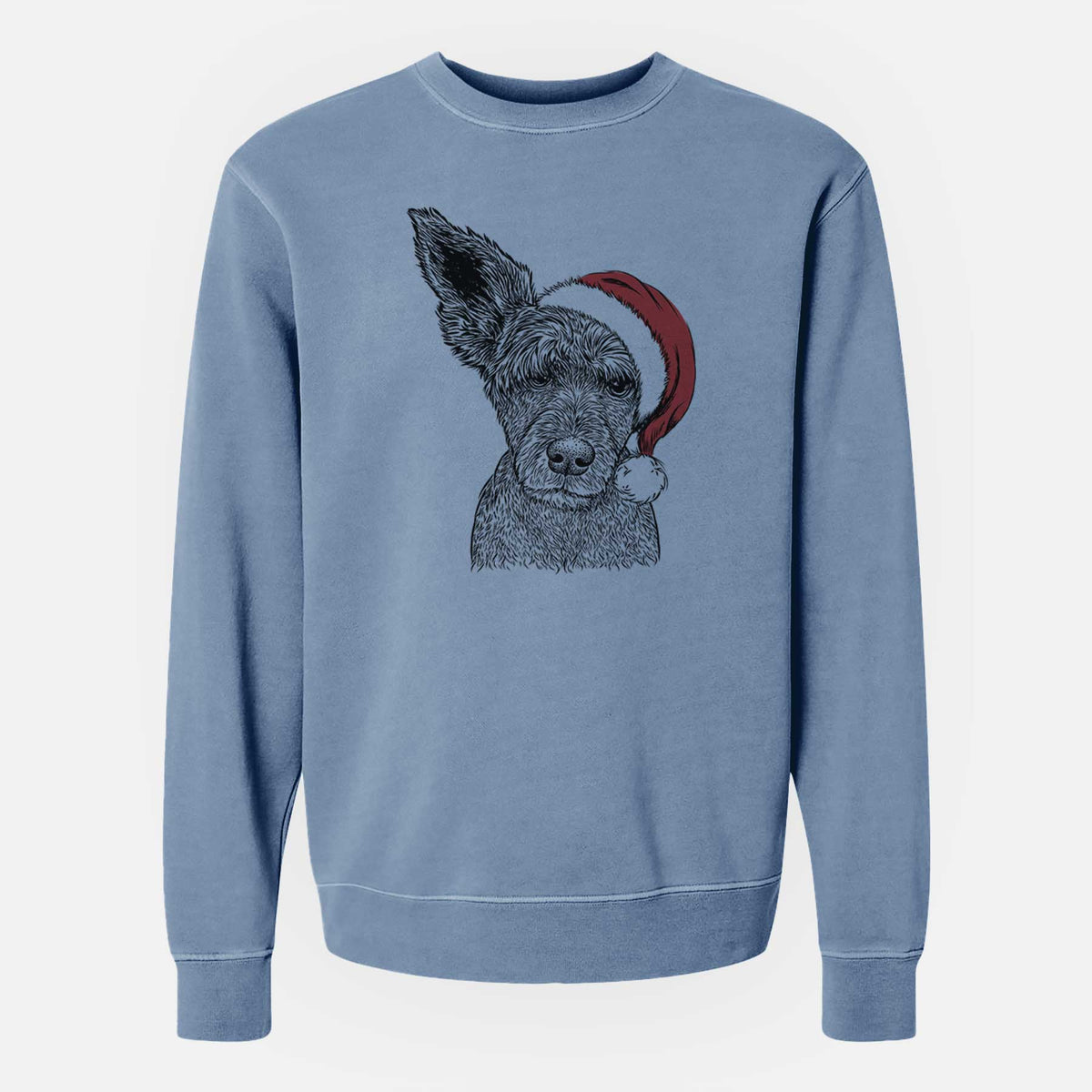 Santa Boodles the Schnauzer Mix - Unisex Pigment Dyed Crew Sweatshirt