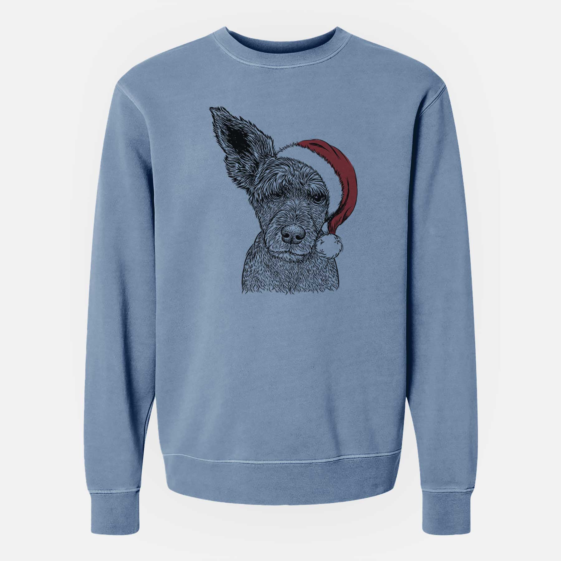 Santa Boodles the Schnauzer Mix - Unisex Pigment Dyed Crew Sweatshirt