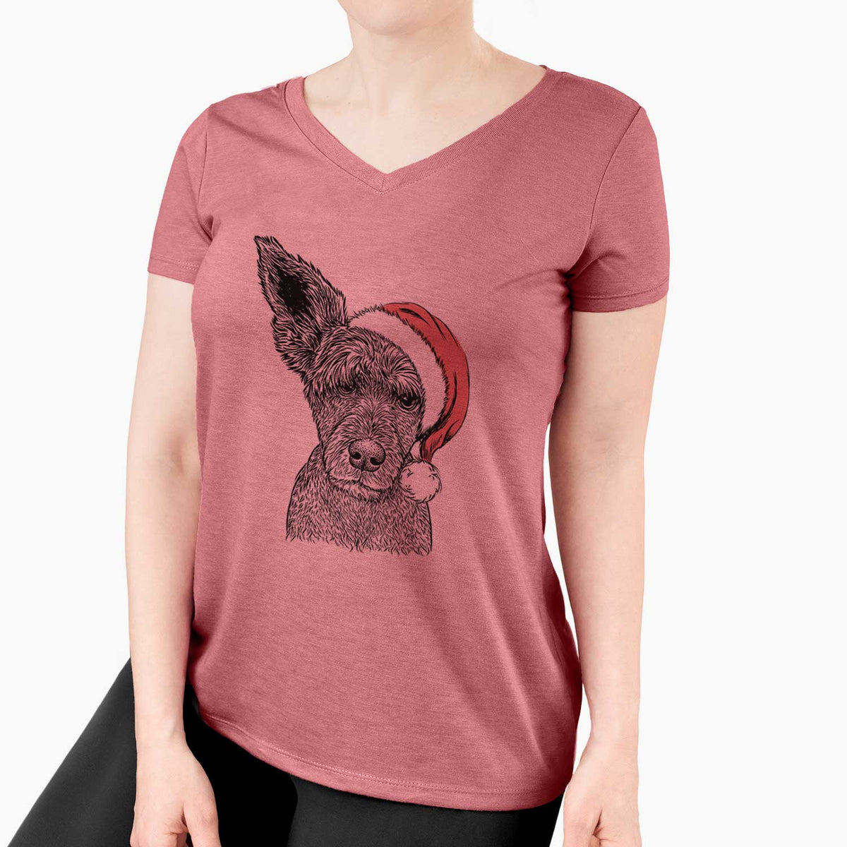Santa Boodles the Schnauzer Mix - Women's V-neck Shirt