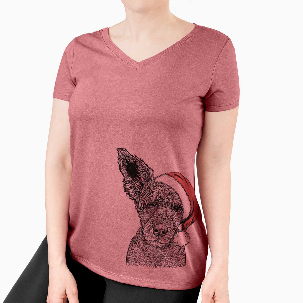 Santa Boodles the Schnauzer Mix - Women's V-neck Shirt
