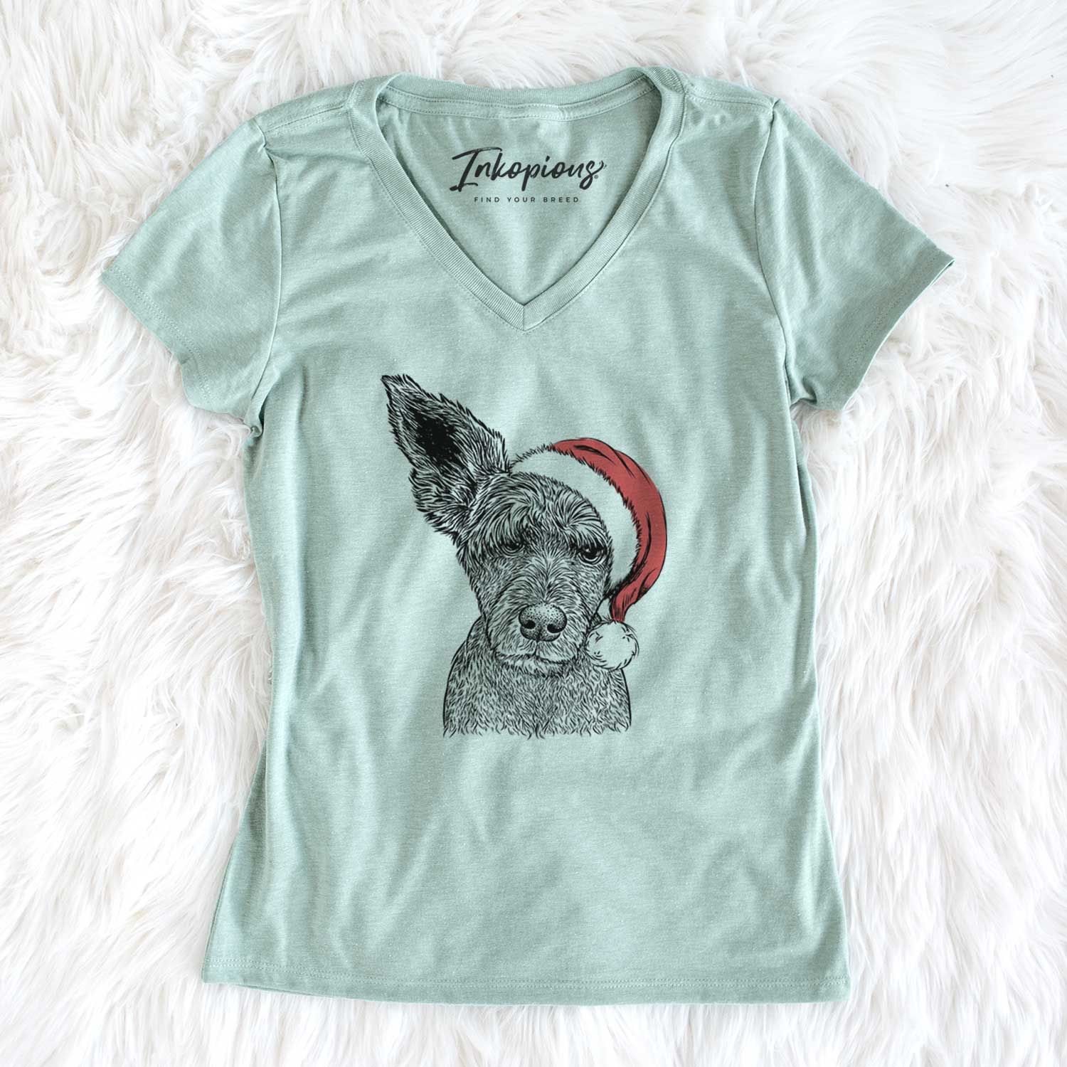 Santa Boodles the Schnauzer Mix - Women's V-neck Shirt