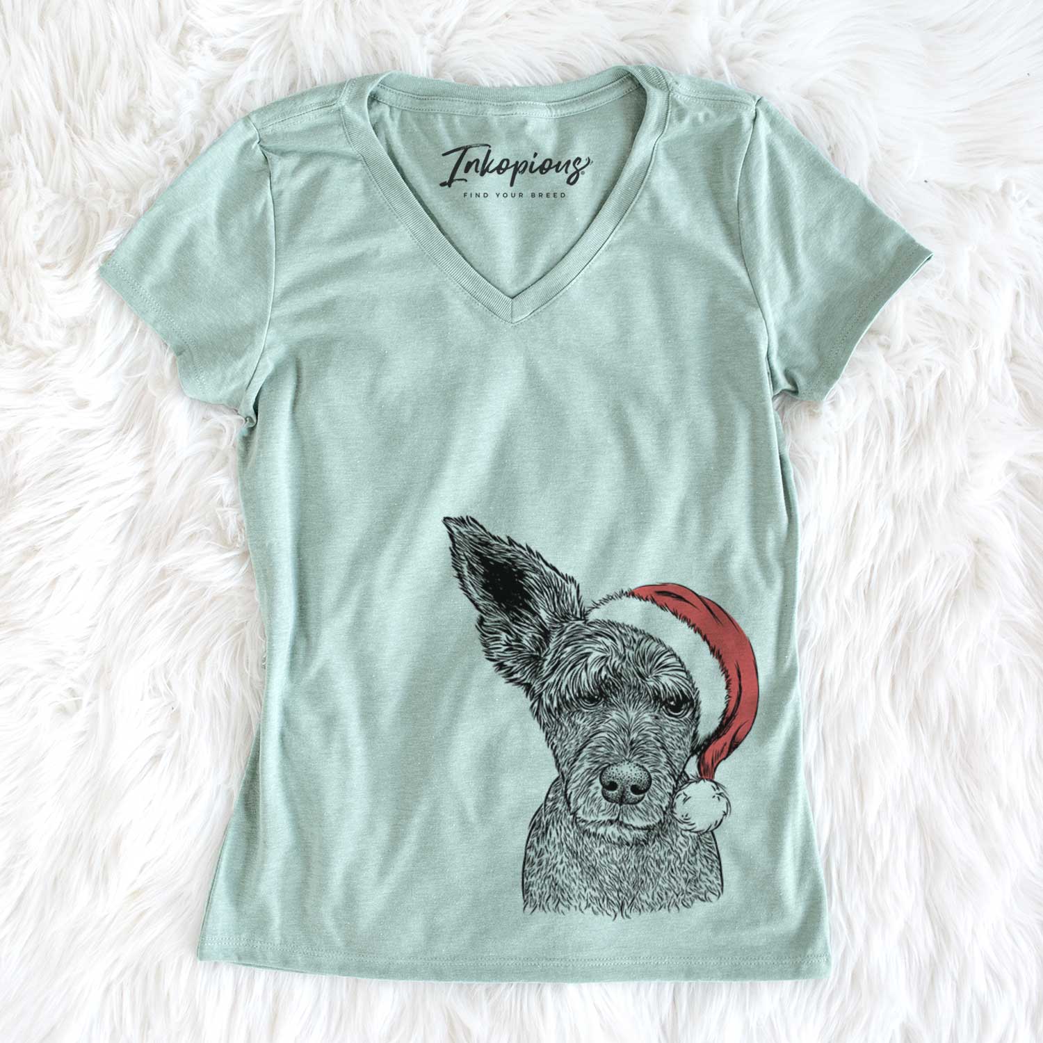 Santa Boodles the Schnauzer Mix - Women's V-neck Shirt