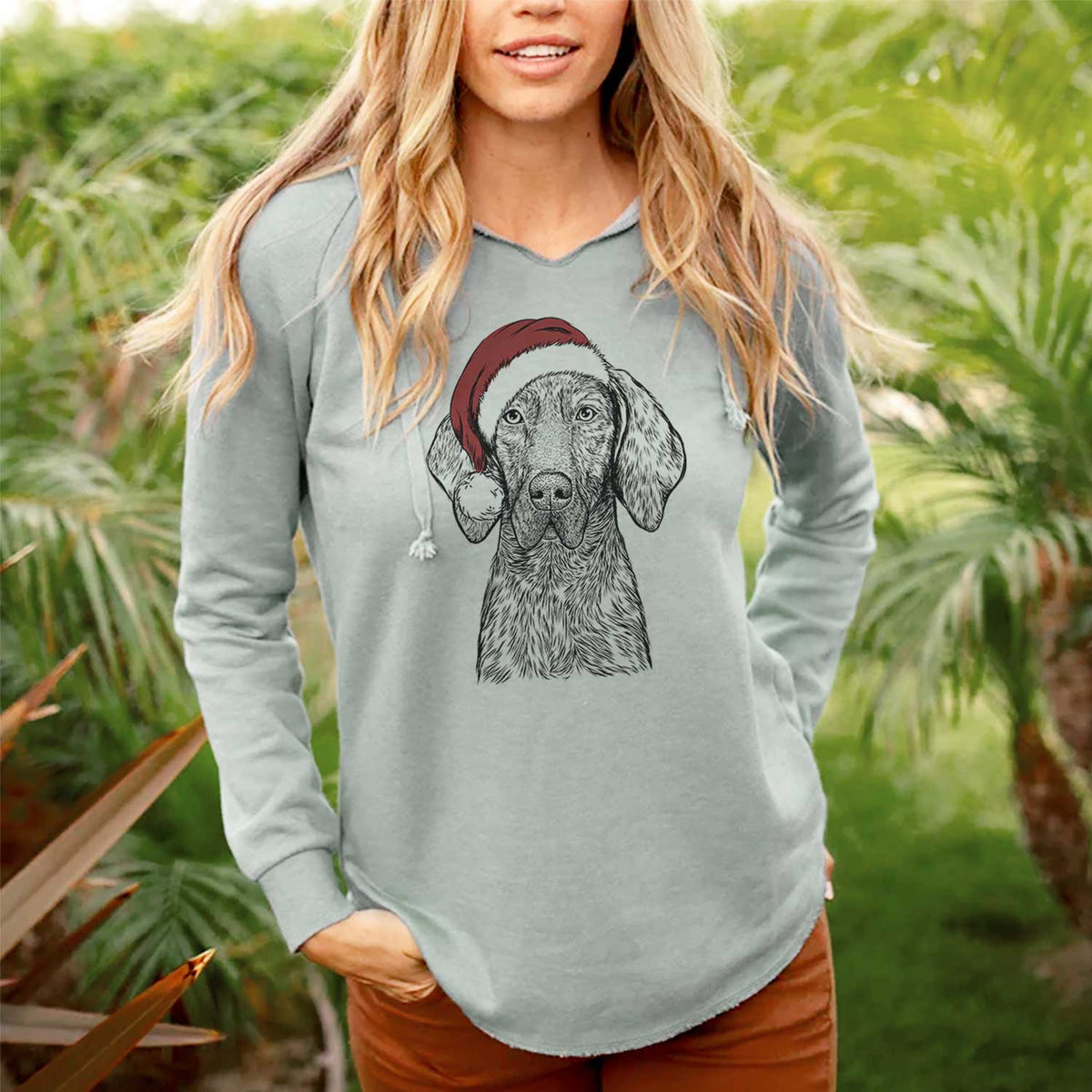 Santa Boone the Plott Hound - Cali Wave Hooded Sweatshirt
