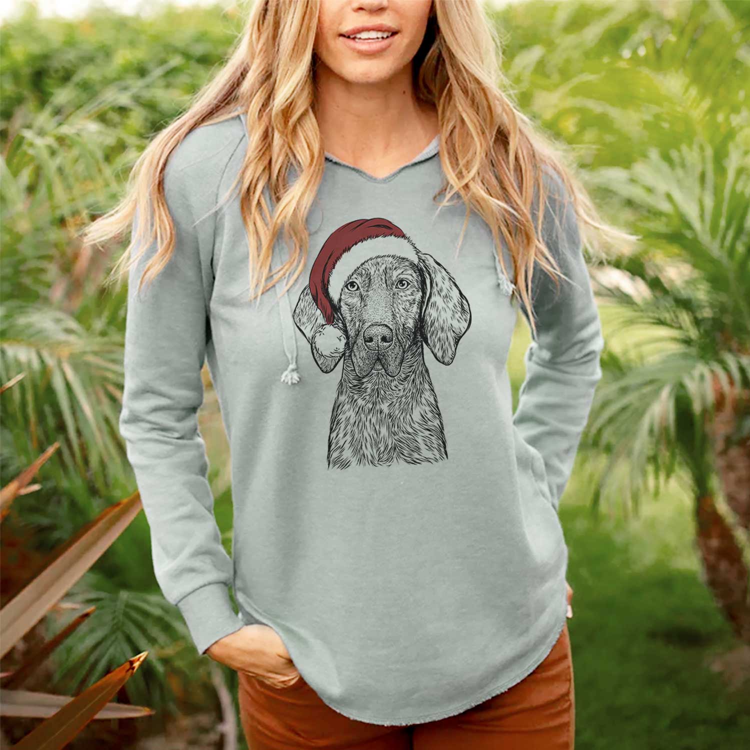 Santa Boone the Plott Hound - Cali Wave Hooded Sweatshirt