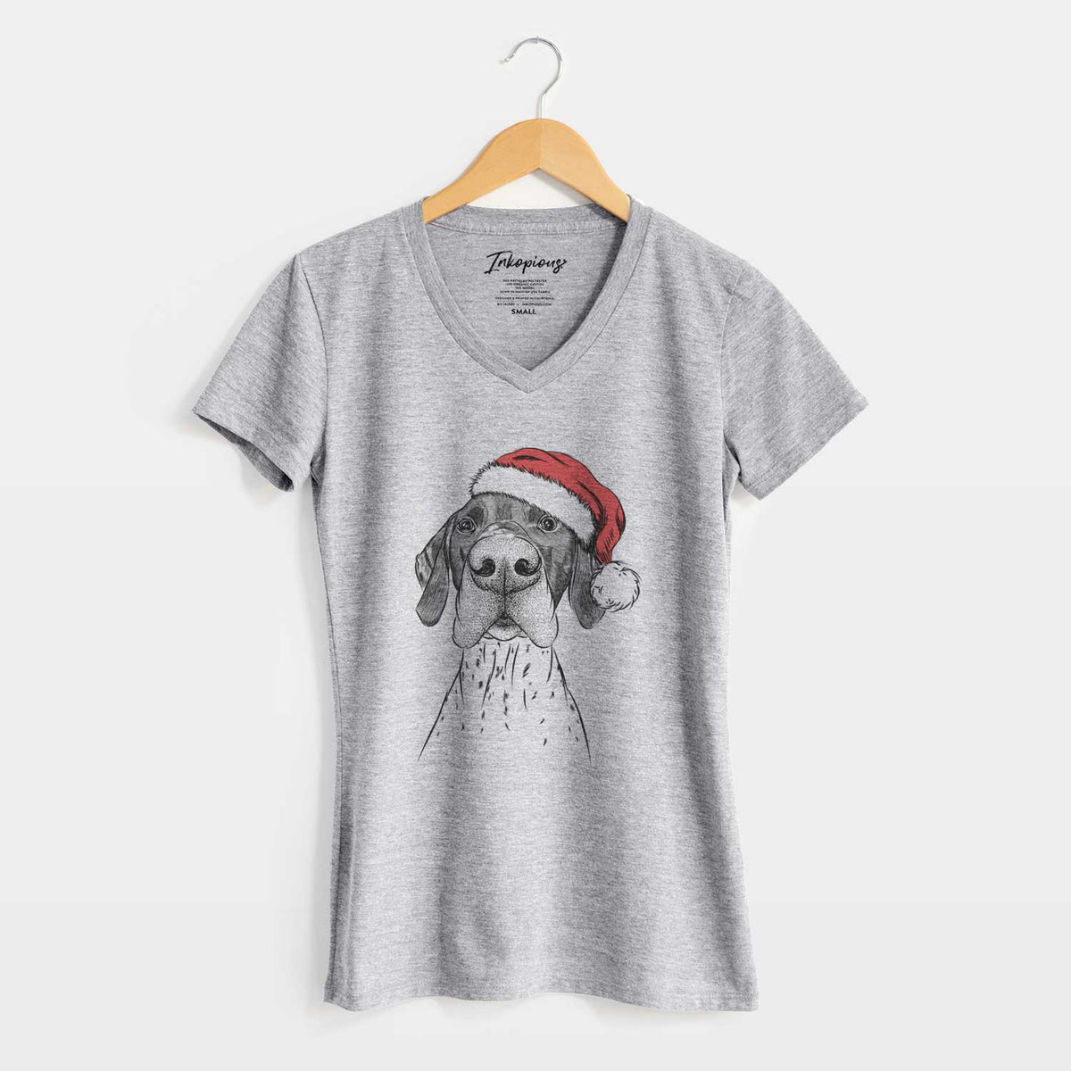 Santa Booze the German Shorthaired Pointer - Women's V-neck Shirt