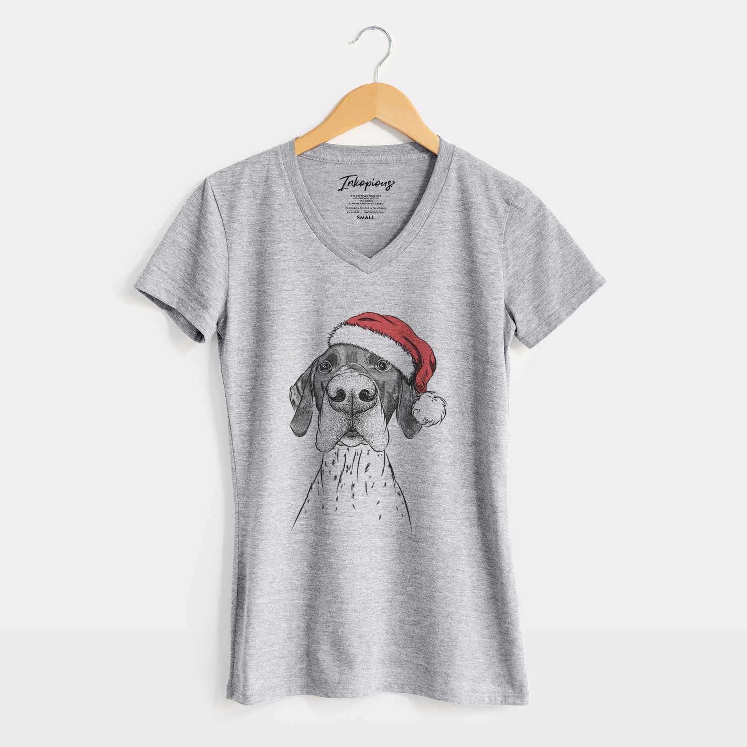 Santa Booze the German Shorthaired Pointer - Women's V-neck Shirt