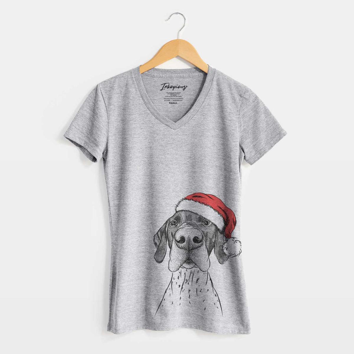 Santa Booze the German Shorthaired Pointer - Women's V-neck Shirt