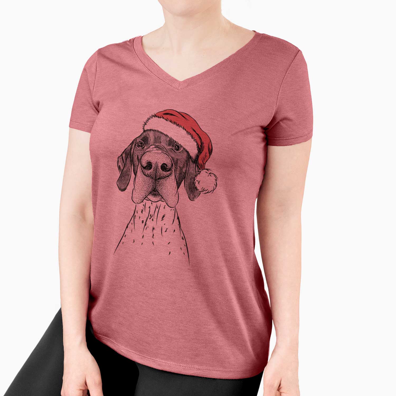 Santa Booze the German Shorthaired Pointer - Women's V-neck Shirt