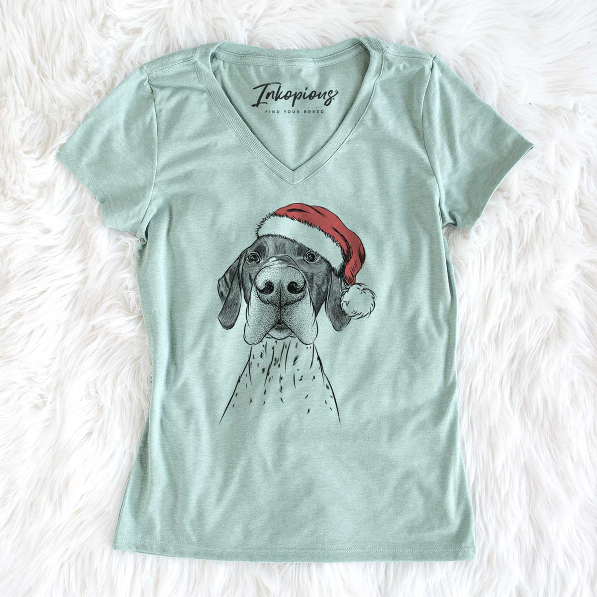 Santa Booze the German Shorthaired Pointer - Women's V-neck Shirt