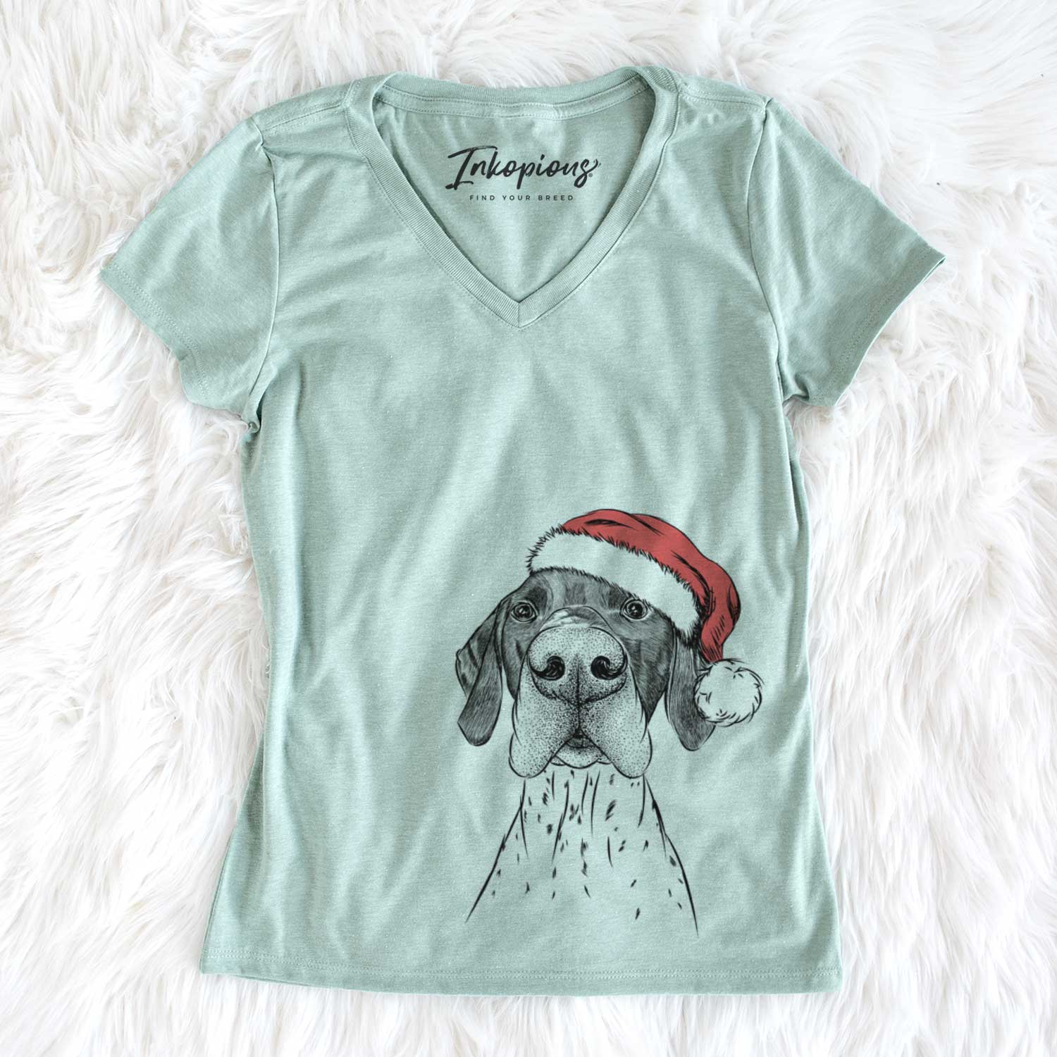 Santa Booze the German Shorthaired Pointer - Women's V-neck Shirt