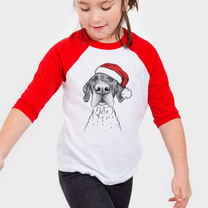 Booze the German Shorthaired Pointer - Youth 3/4 Long Sleeve -  Bare, Aviators, Santa, Heart and Christmas Lights