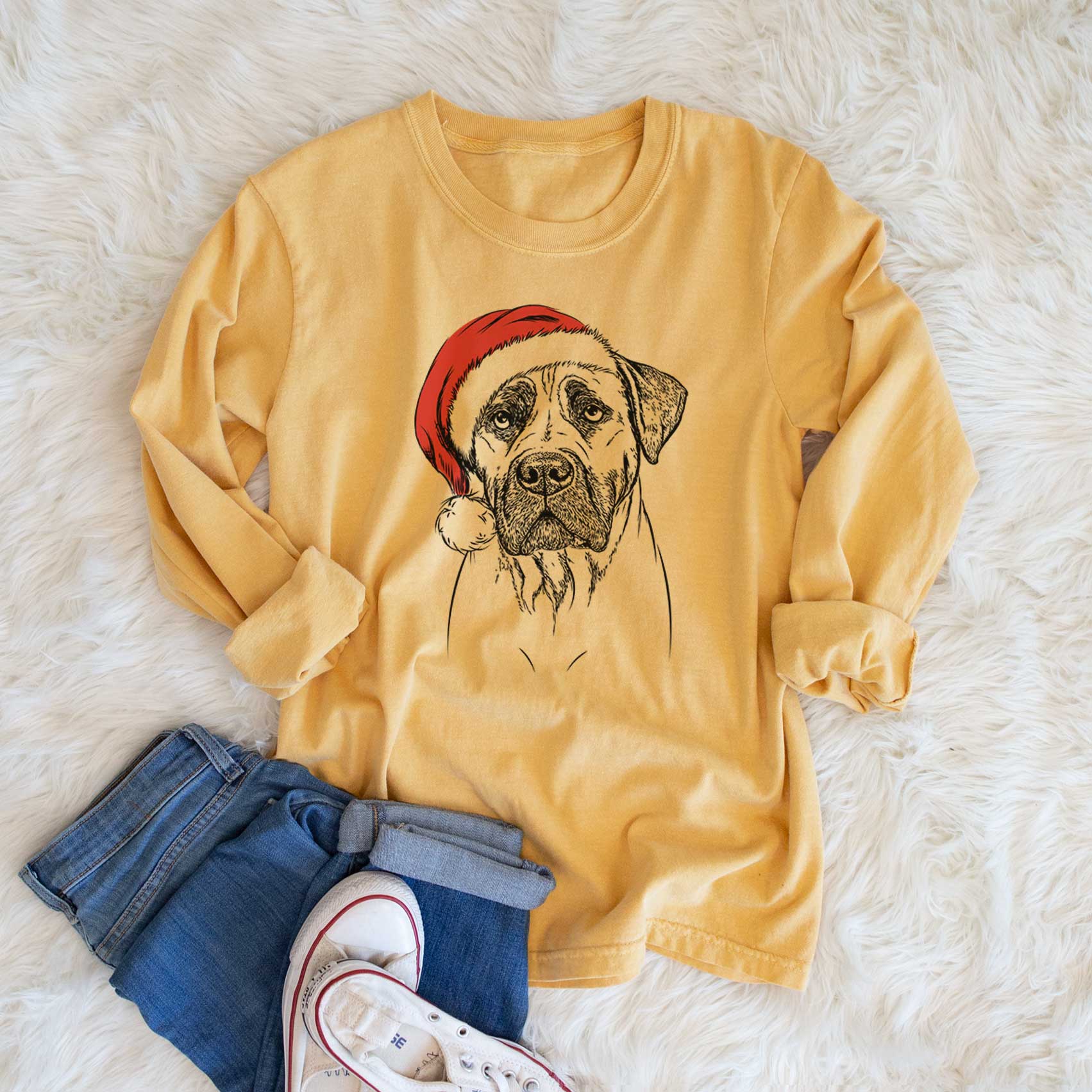 Santa Boris the Boerboel - Heavyweight 100% Cotton Long Sleeve