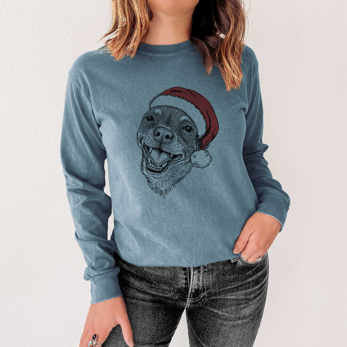 Santa Boss the Chihuahua - Heavyweight 100% Cotton Long Sleeve