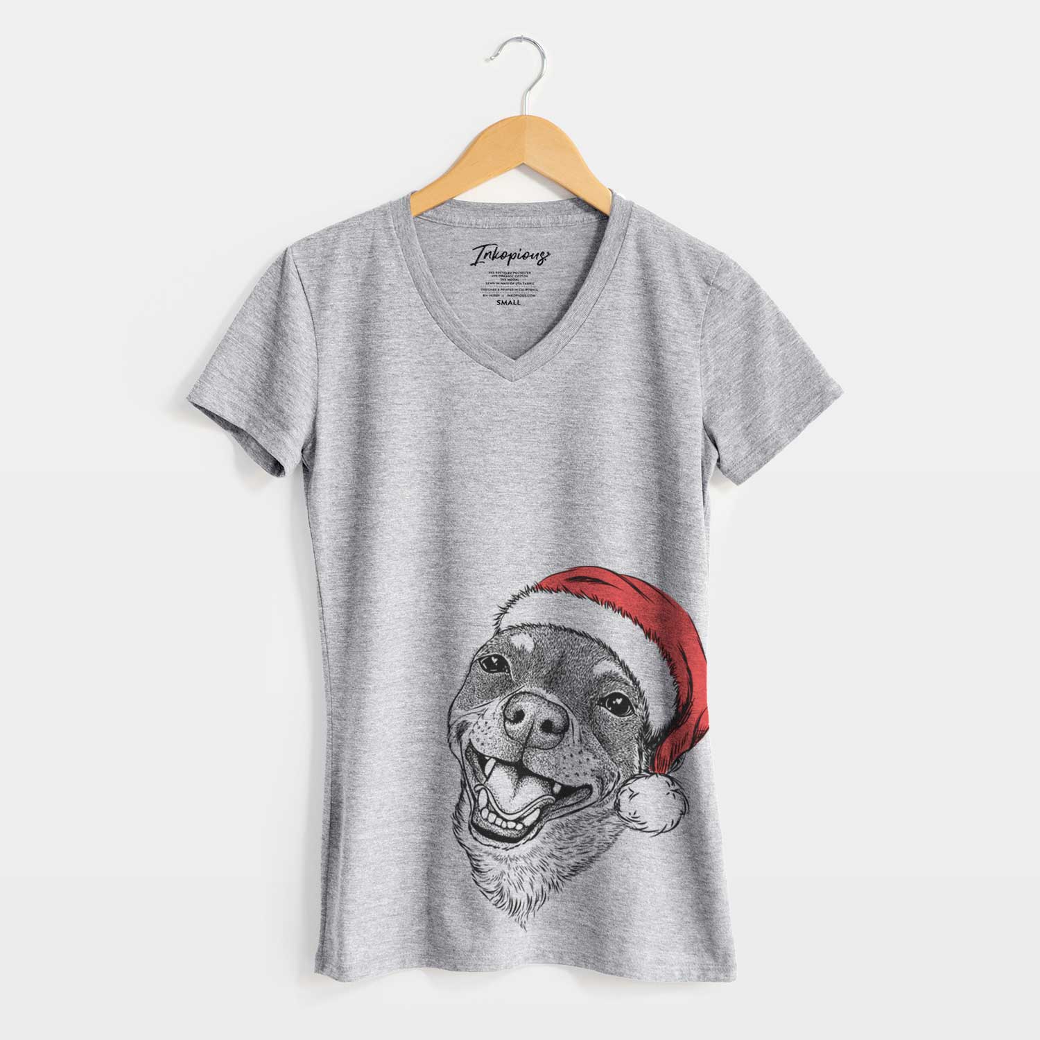 Santa Boss the Chihuahua - Women's V-neck Shirt