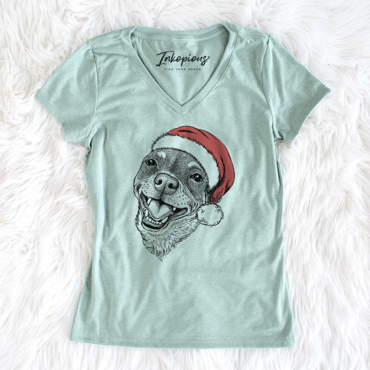 Santa Boss the Chihuahua - Women's V-neck Shirt