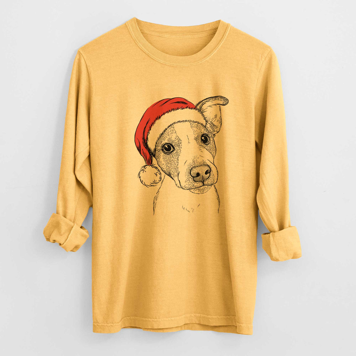 Santa Bosse the Jack Russell Terrier - Heavyweight 100% Cotton Long Sleeve