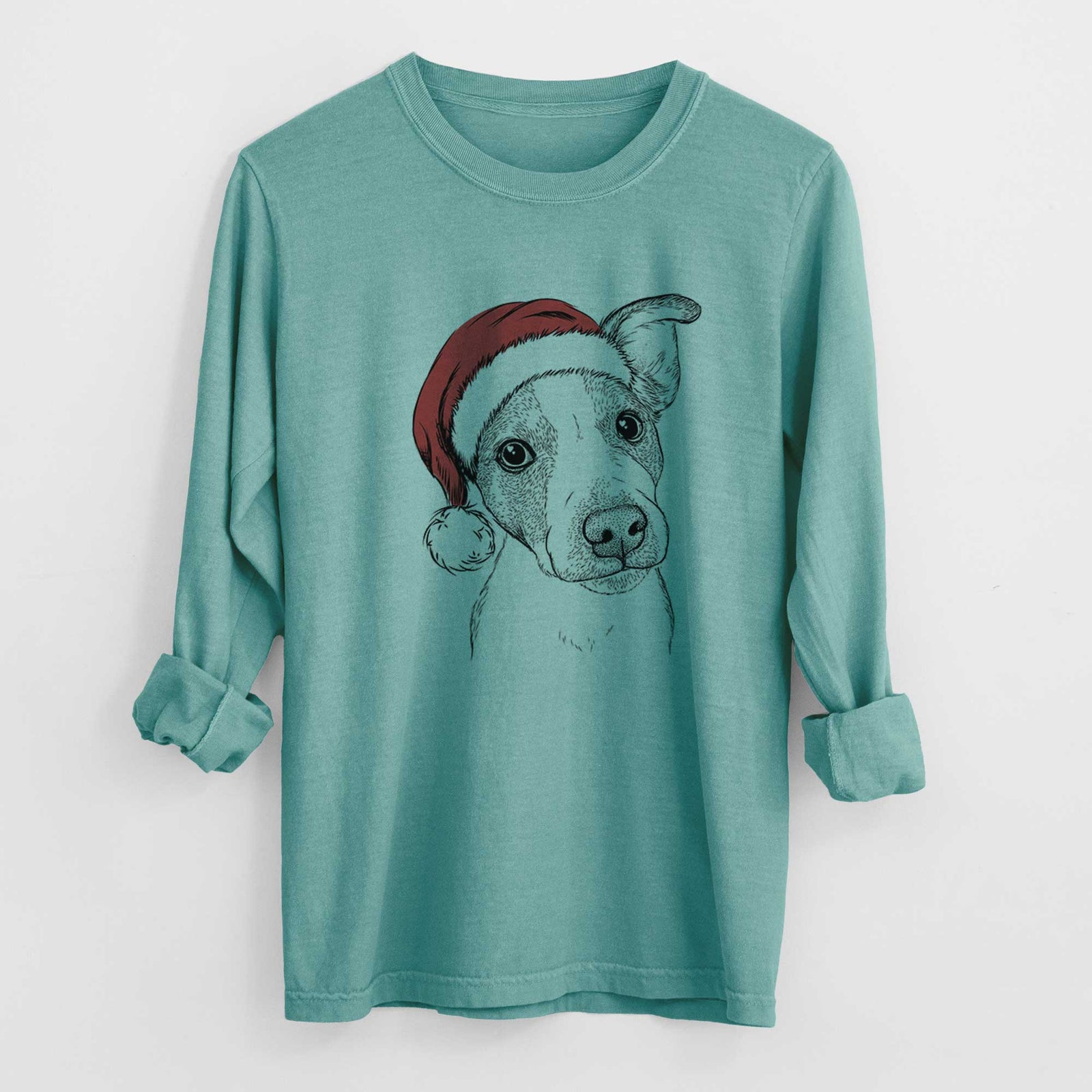 Santa Bosse the Jack Russell Terrier - Heavyweight 100% Cotton Long Sleeve