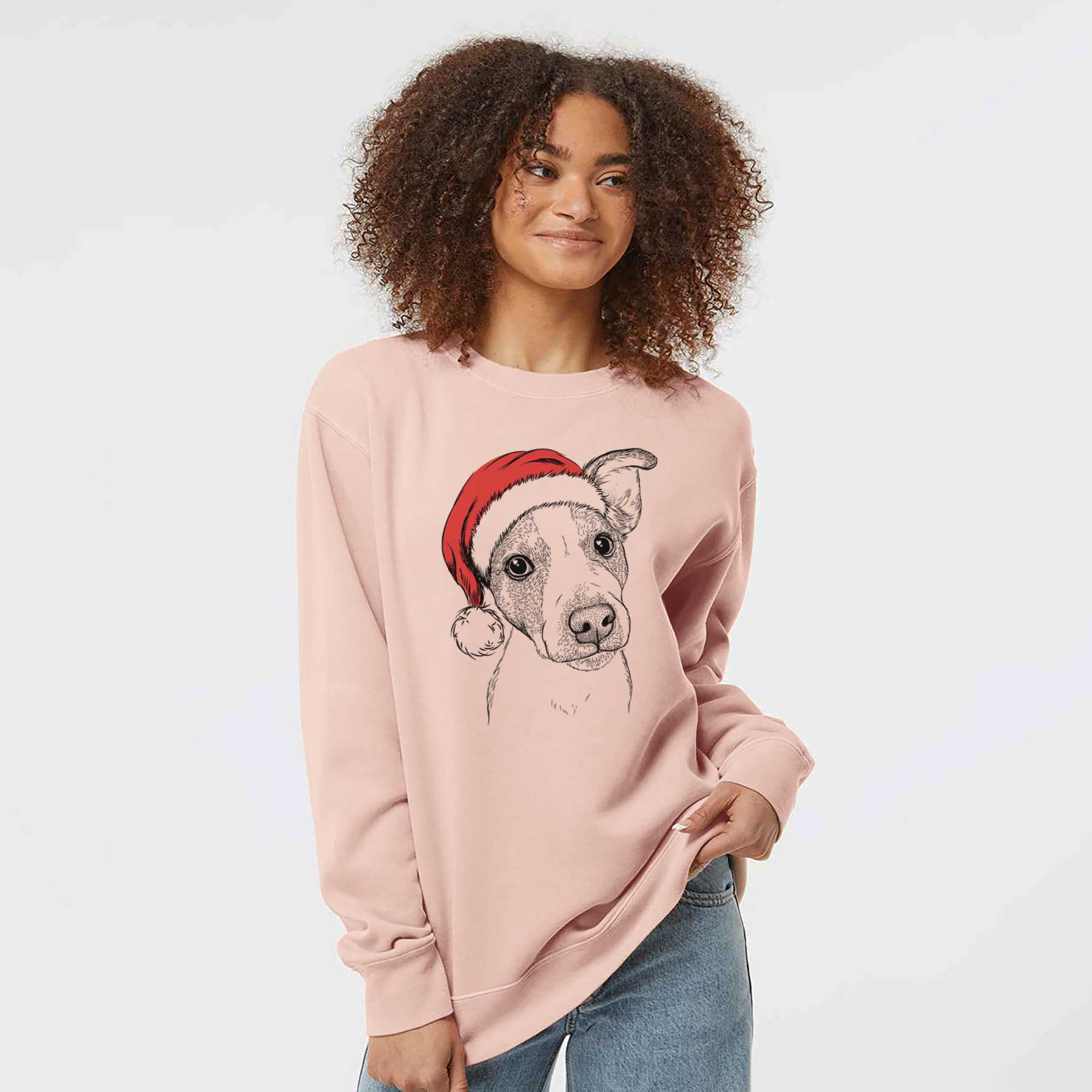 Santa Bosse the Jack Russell Terrier - Unisex Pigment Dyed Crew Sweatshirt