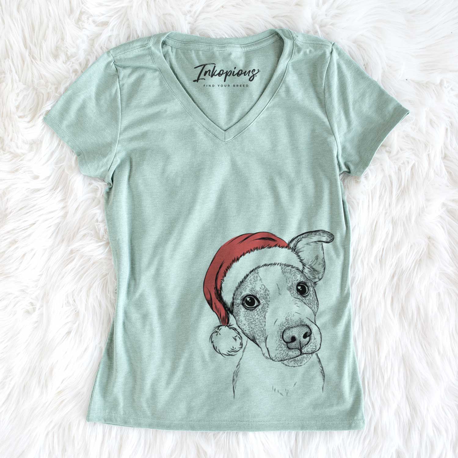 Santa Bosse the Jack Russell Terrier - Women's V-neck Shirt