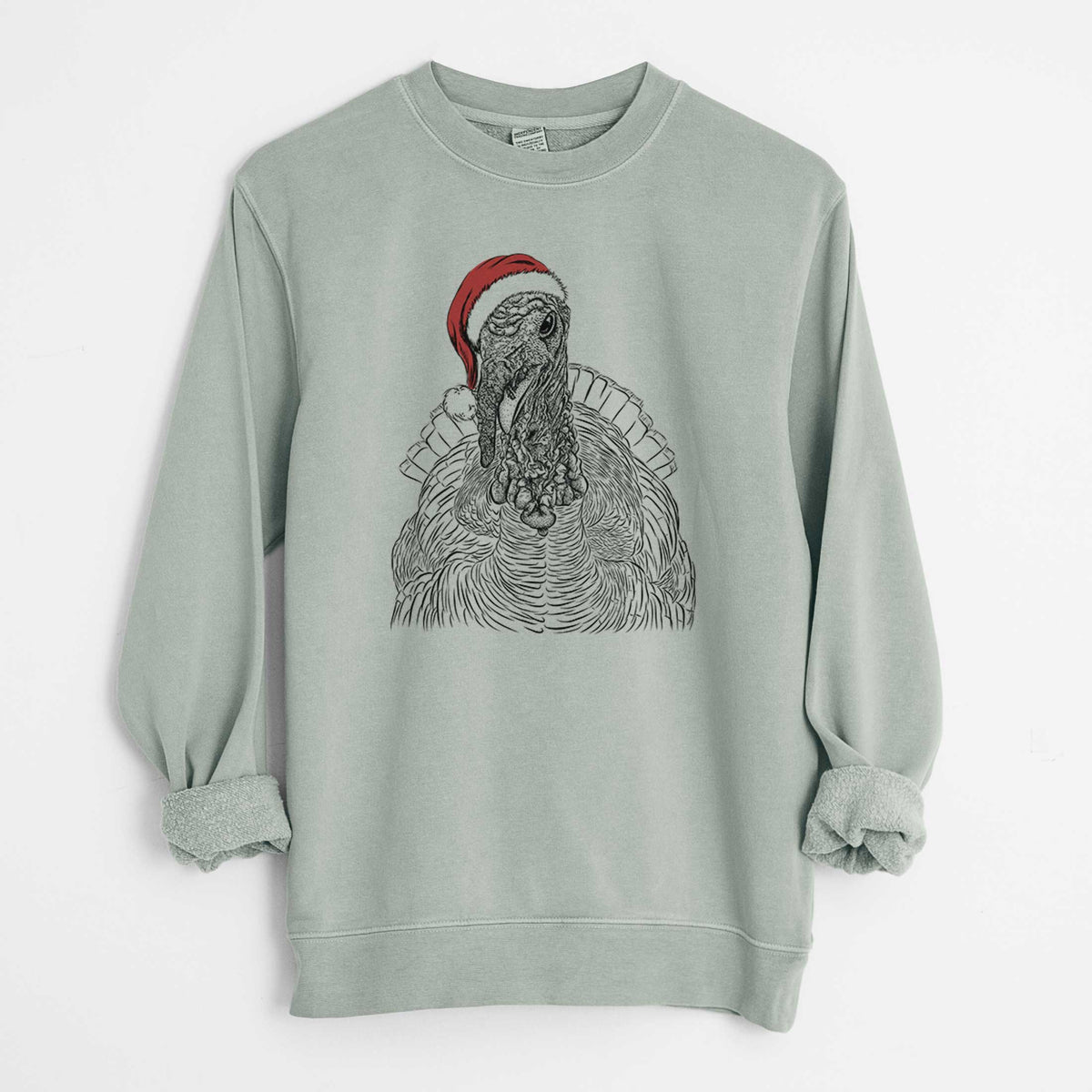 Santa Brady the Turkey - Unisex Pigment Dyed Crew Sweatshirt