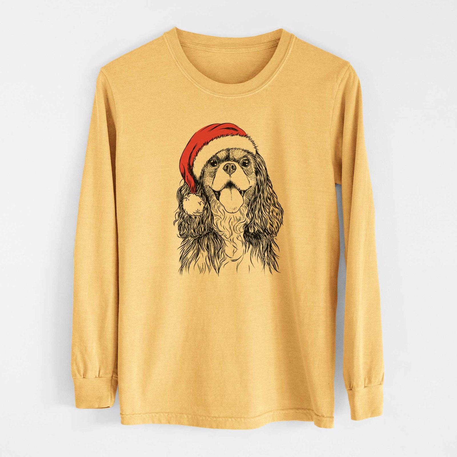 Santa Brandy the Cavalier King Charles Spaniel - Heavyweight 100% Cotton Long Sleeve