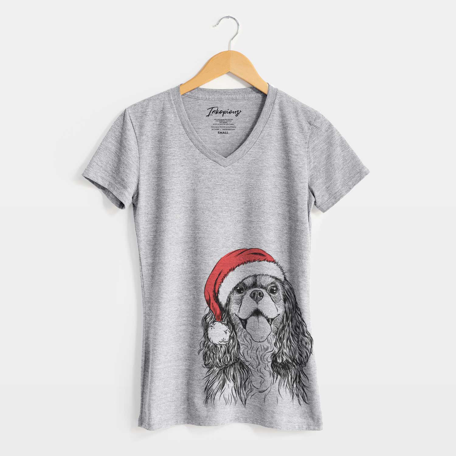 Santa Brandy the Cavalier King Charles Spaniel - Women's V-neck Shirt