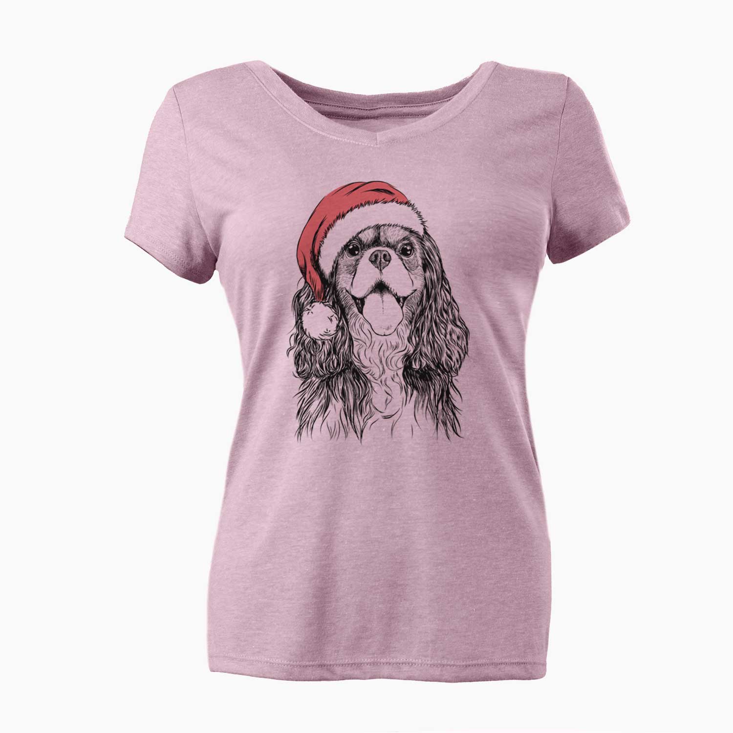 Santa Brandy the Cavalier King Charles Spaniel - Women's V-neck Shirt