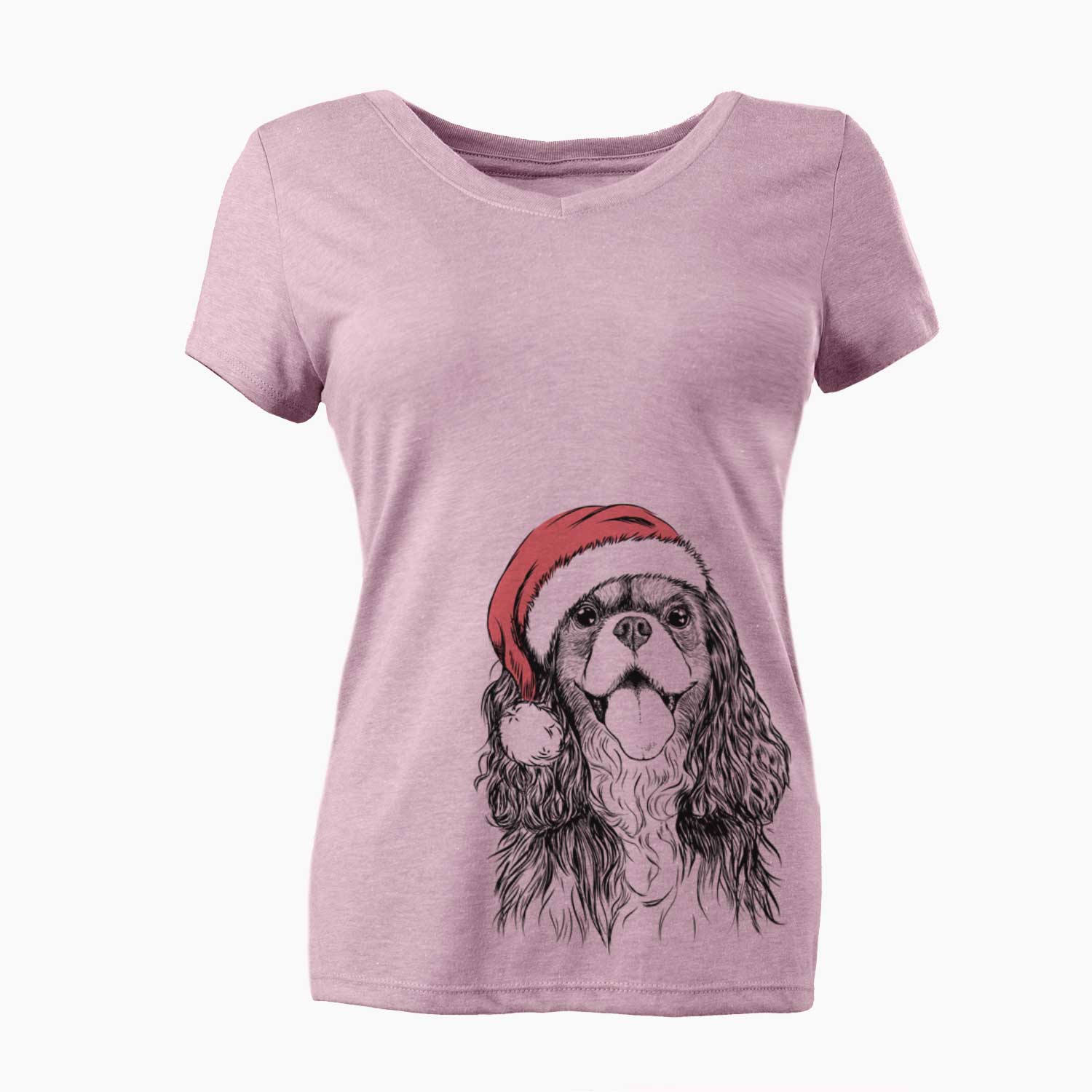 Santa Brandy the Cavalier King Charles Spaniel - Women's V-neck Shirt