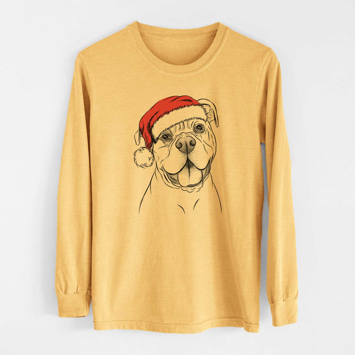 Santa Bravo the Bulldog Mix - Heavyweight 100% Cotton Long Sleeve