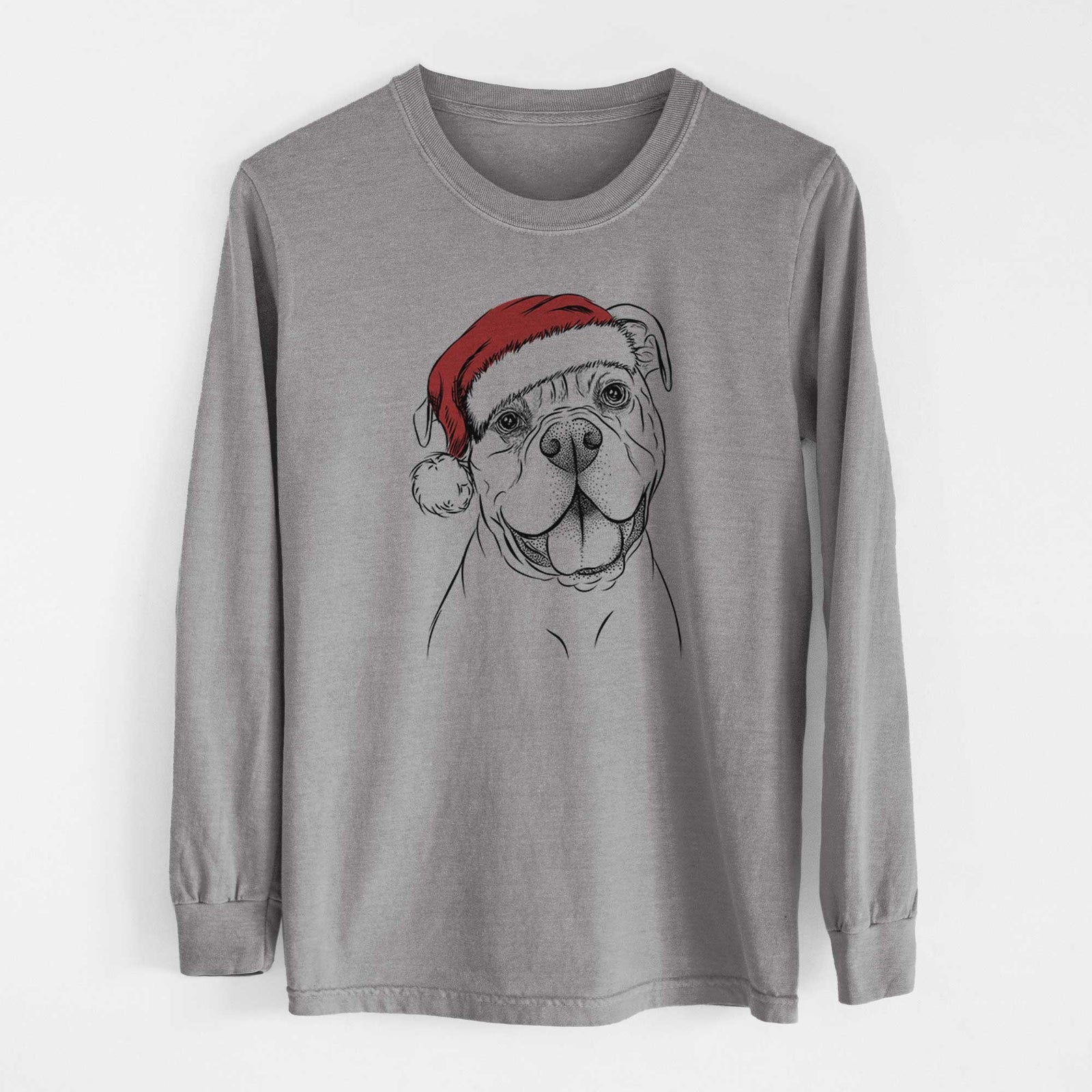 Santa Bravo the Bulldog Mix - Heavyweight 100% Cotton Long Sleeve