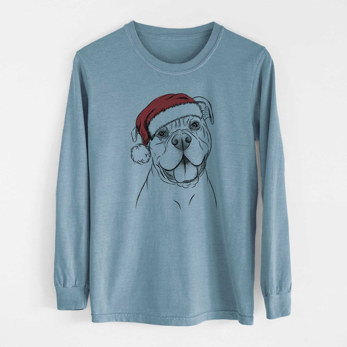 Santa Bravo the Bulldog Mix - Heavyweight 100% Cotton Long Sleeve