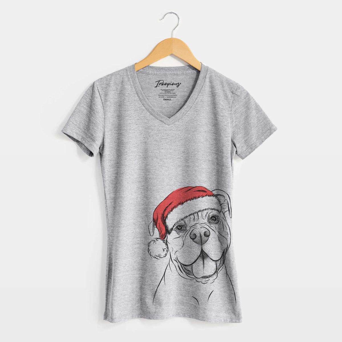 Santa Bravo the Bulldog Mix - Women's V-neck Shirt