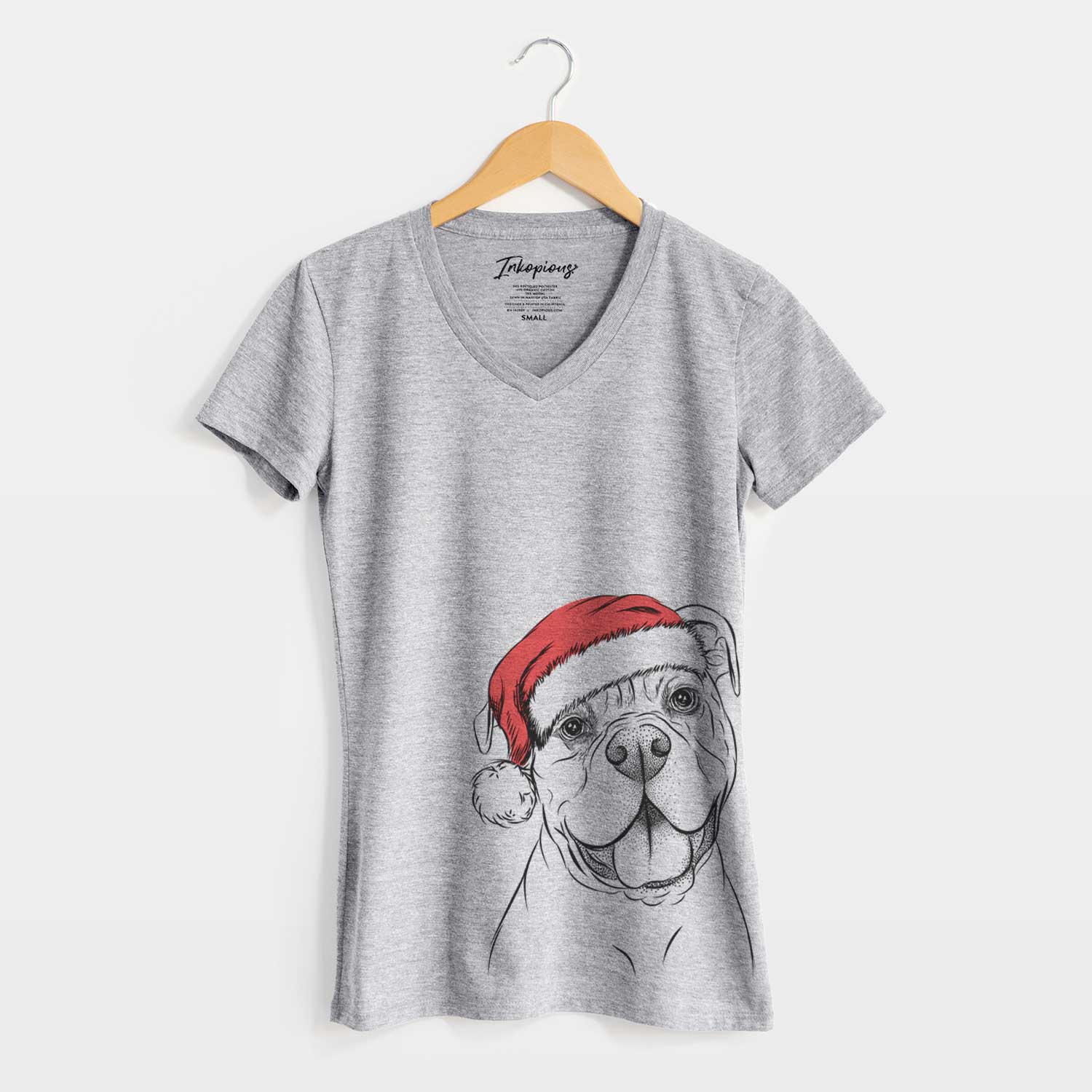Santa Bravo the Bulldog Mix - Women's V-neck Shirt