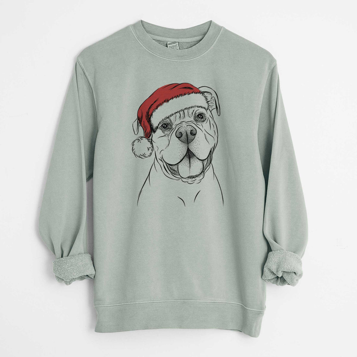 Santa Bravo the Bulldog Mix - Unisex Pigment Dyed Crew Sweatshirt