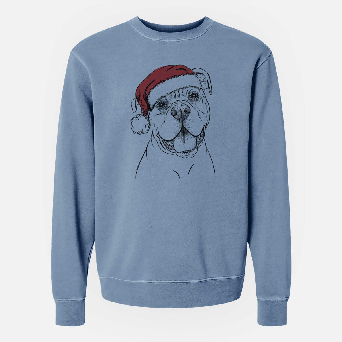 Santa Bravo the Bulldog Mix - Unisex Pigment Dyed Crew Sweatshirt