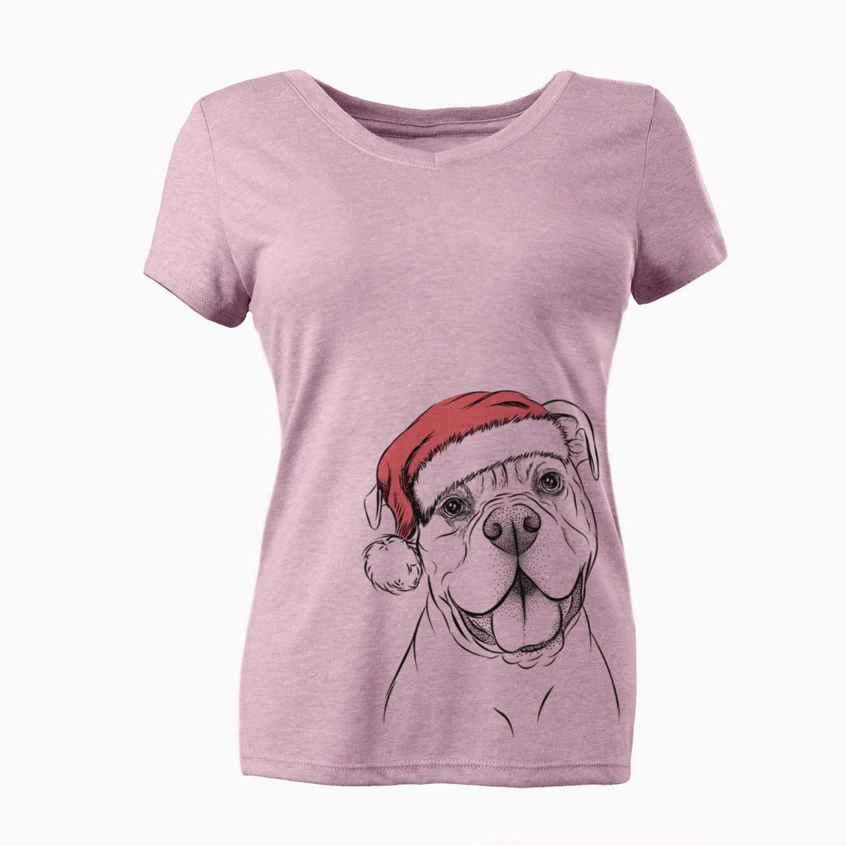 Santa Bravo the Bulldog Mix - Women's V-neck Shirt