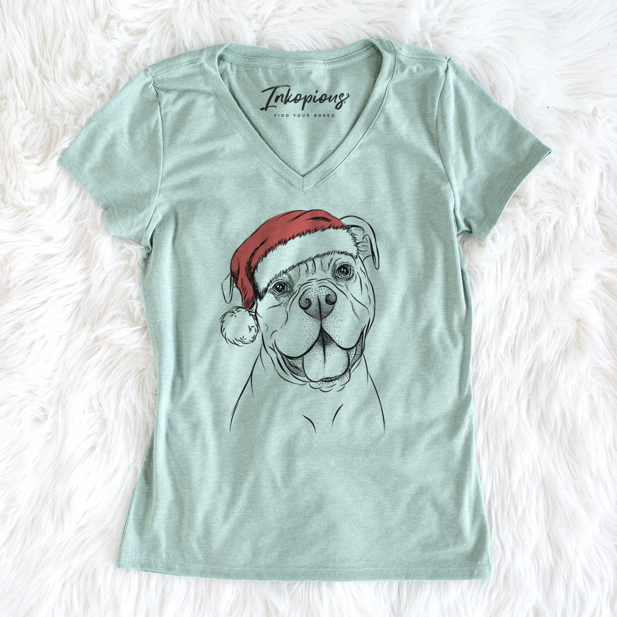 Santa Bravo the Bulldog Mix - Women's V-neck Shirt