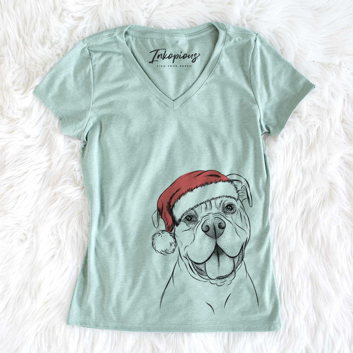 Santa Bravo the Bulldog Mix - Women's V-neck Shirt