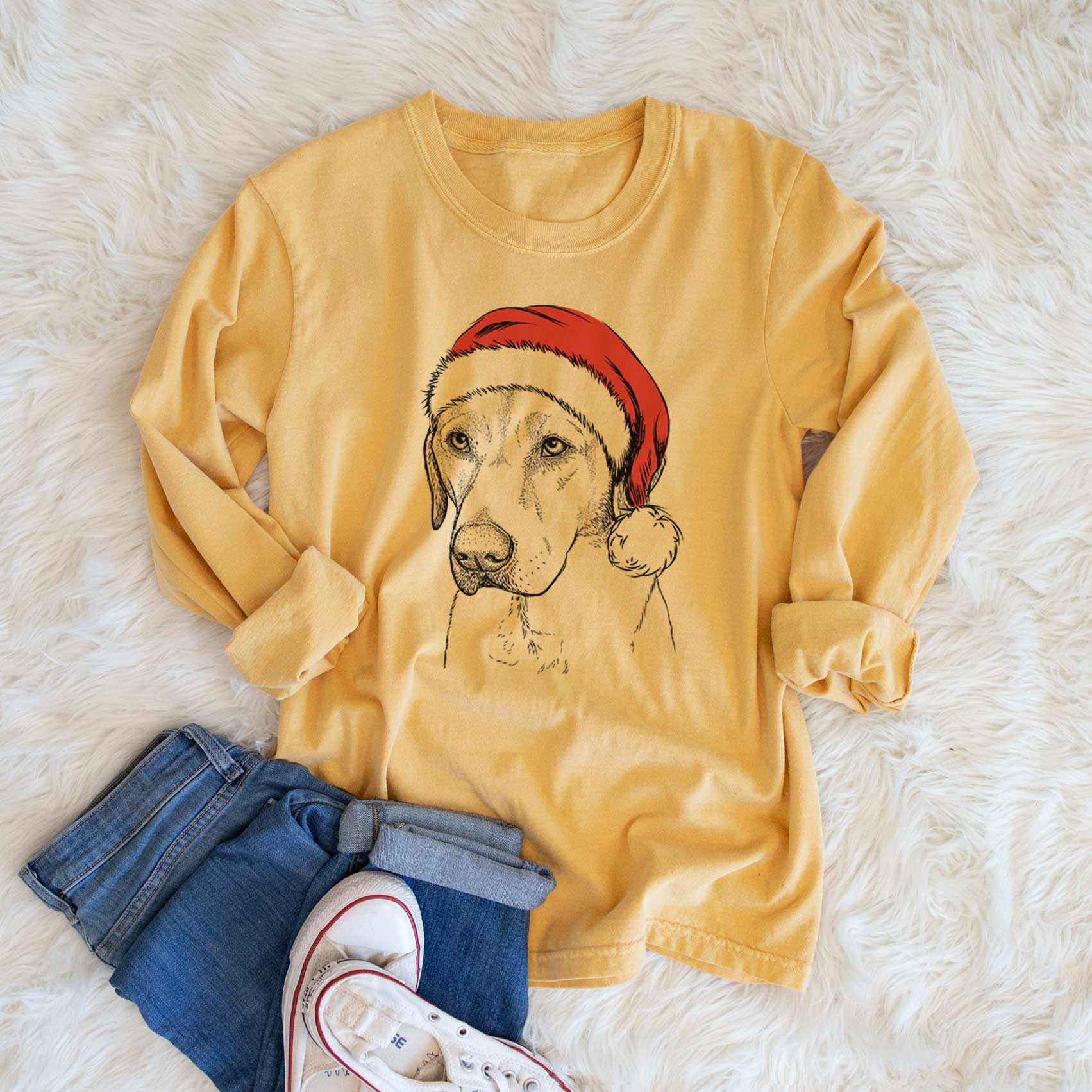 Santa Braxton the Yellow Lab - Heavyweight 100% Cotton Long Sleeve